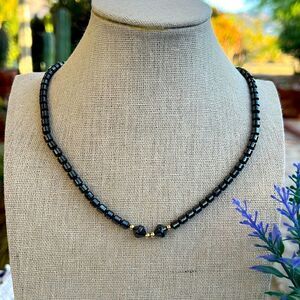 Vintage Hematite Necklace 18”